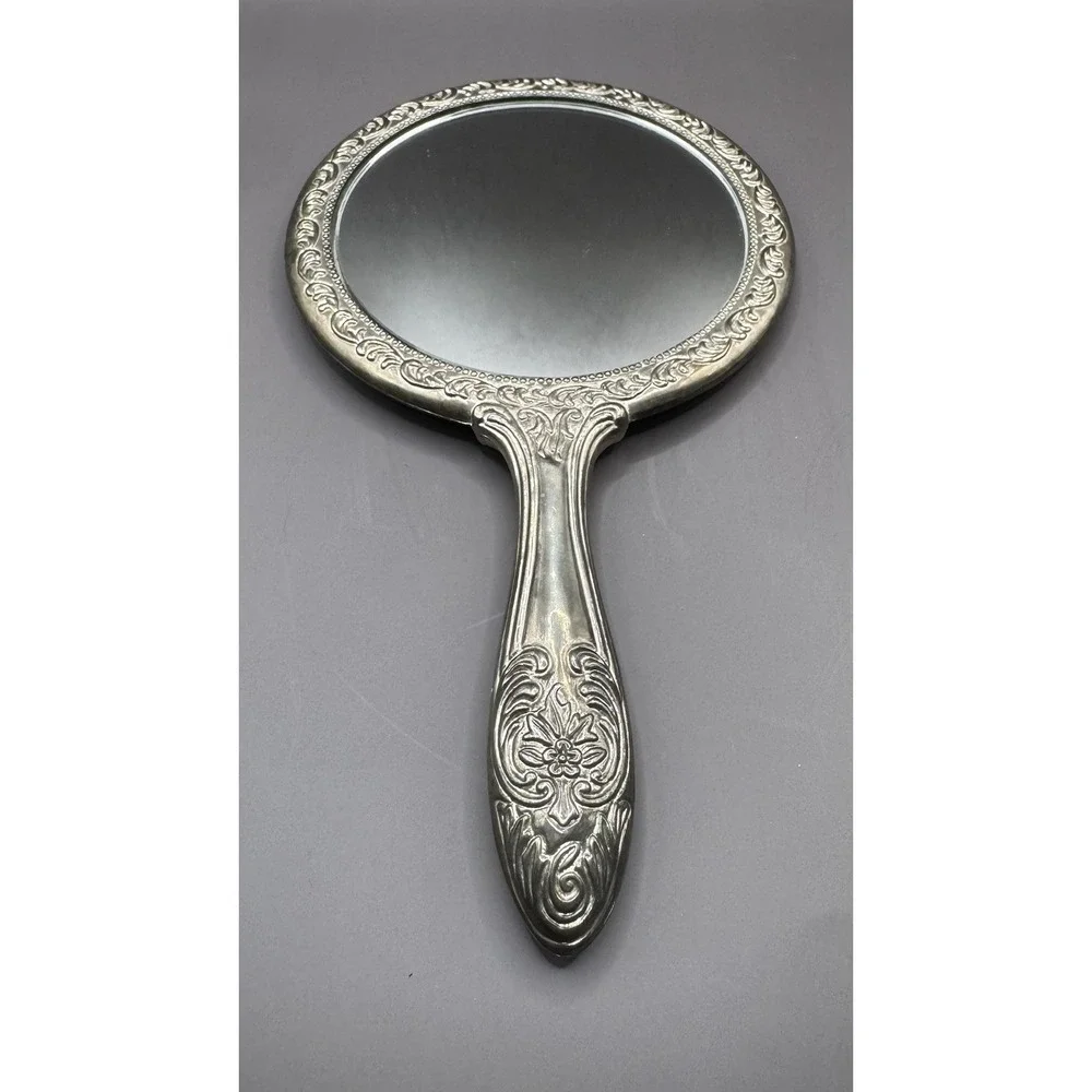 Vintage 3 Piece Silver Plated Vanity Set Ornate Heavy Hand Mirror Comb & Brush